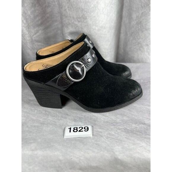 Sofft Suede Leather Studded Slip On Mule Clogs Block Heel Shoes Black Size 6 M - Picture 9 of 9